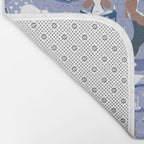 Life is better with books a hot drink and a friend // indigo blue background brown white and blue beagles and cats and classic blue cozy details Bath Mat Gallery Image 2