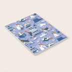 Life is better with books a hot drink and a friend // indigo blue background brown white and blue beagles and cats and classic blue cozy details Notebook Gallery Image 3