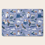 Life is better with books a hot drink and a friend // indigo blue background brown white and blue beagles and cats and classic blue cozy details Cutting Board Gallery Image 1