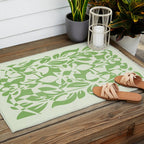 Floral Pattern: Forest Green Edition Outdoor Rug Gallery Image 2