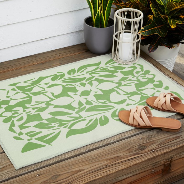 Floral Pattern: Forest Green Edition Outdoor Rug Gallery Image 2