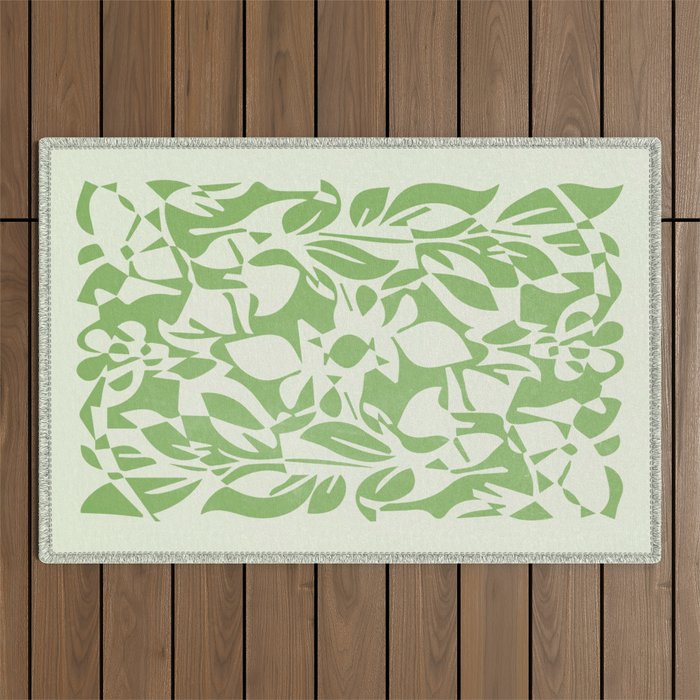 Floral Pattern: Forest Green Edition Outdoor Rug Gallery Image 1