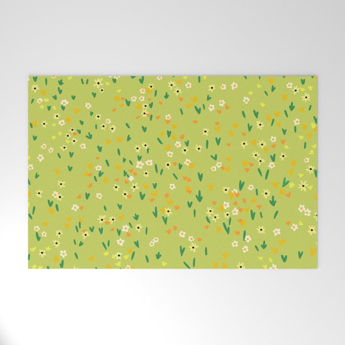 Bright Green Wildflowers Welcome Mat Gallery Image 1