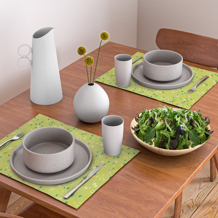 Bright Green Wildflowers Placemat Gallery Image 2