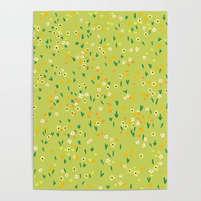 Bright Green Wildflowers Poster Gallery Image 1
