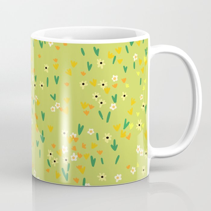 Bright Green Wildflowers Coffee Mug Gallery Image 1
