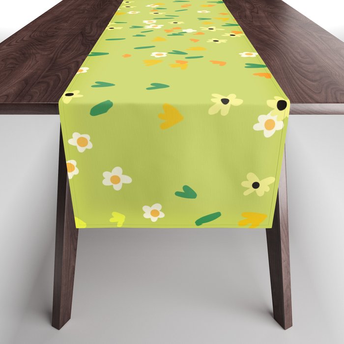 Bright Green Wildflowers Table Runner Gallery Image 1