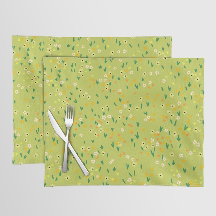 Bright Green Wildflowers Placemat Gallery Image 1
