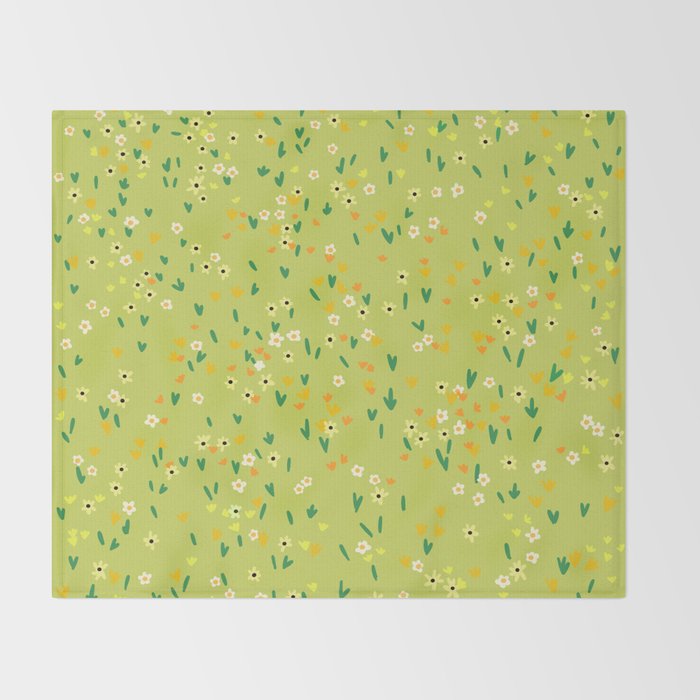Bright Green Wildflowers Throw Blanket Gallery Image 2