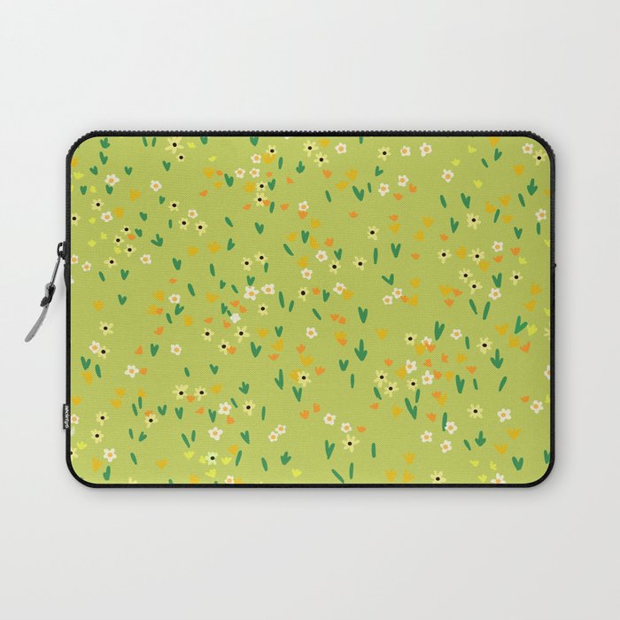 Bright Green Wildflowers Laptop Sleeve Gallery Image 1