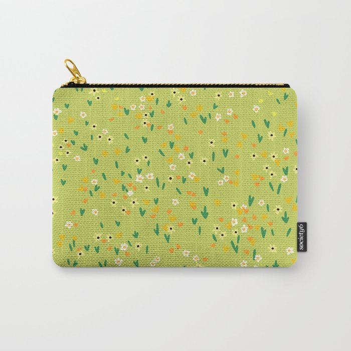 Bright Green Wildflowers Carry All Pouch Gallery Image 1