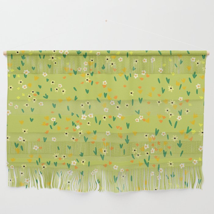 Bright Green Wildflowers Wall Hanging Gallery Image 1