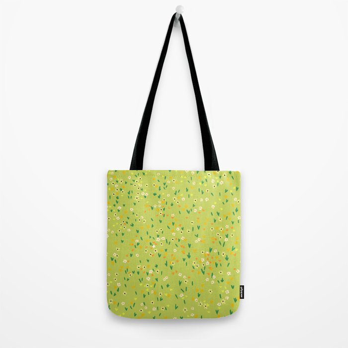 Bright Green Wildflowers Tote Bag Gallery Image 2