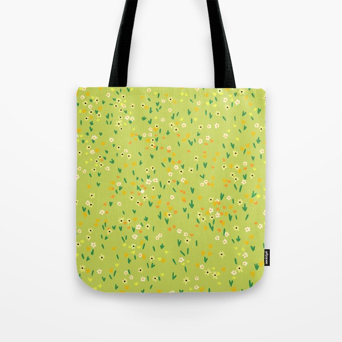 Bright Green Wildflowers Tote Bag Gallery Image 1