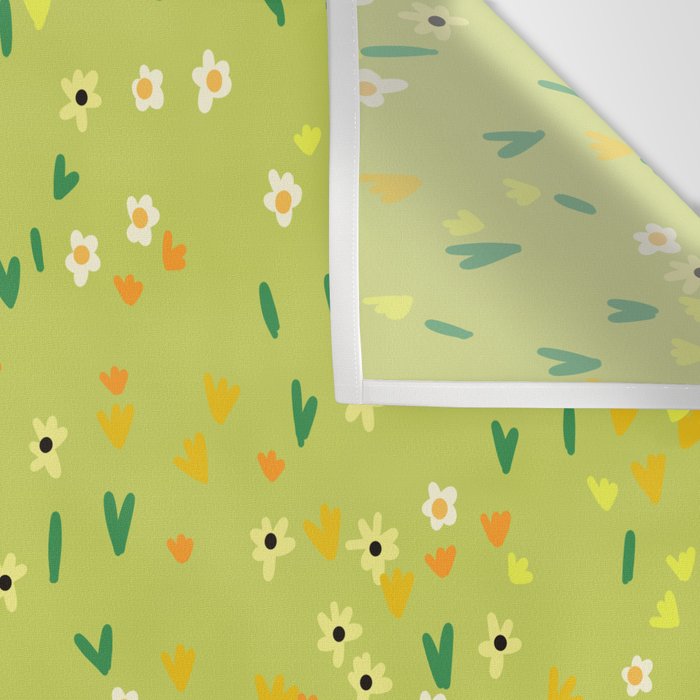 Bright Green Wildflowers Wall Tapestry Gallery Image 3