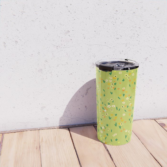 Bright Green Wildflowers Travel Mug Gallery Image 4