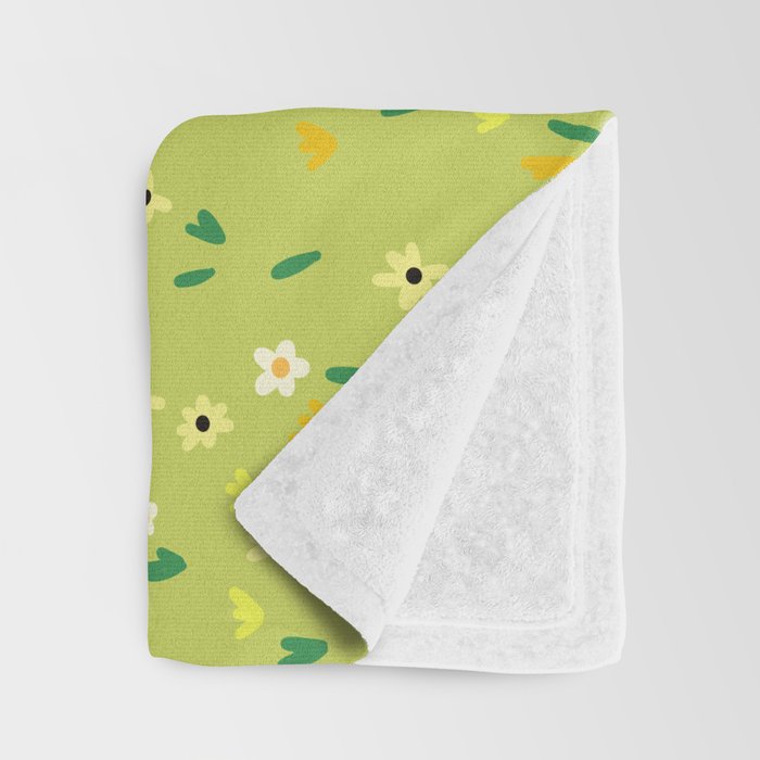 Bright Green Wildflowers Throw Blanket Gallery Image 3