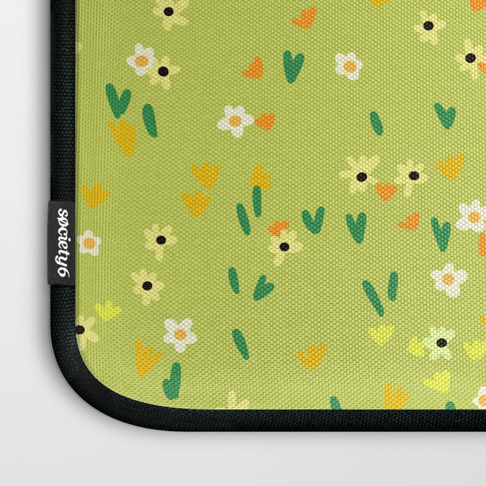 Bright Green Wildflowers Laptop Sleeve Gallery Image 3