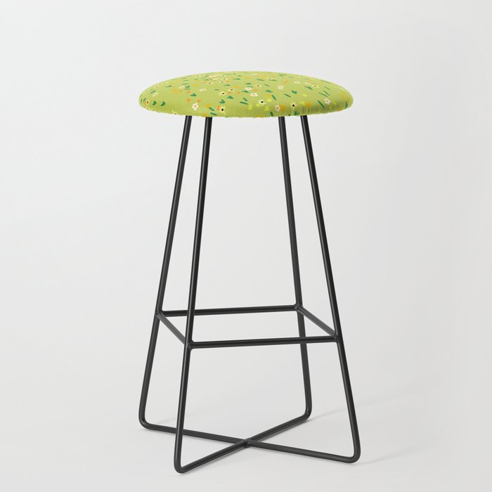 Bright Green Wildflowers Stool Gallery Image 1