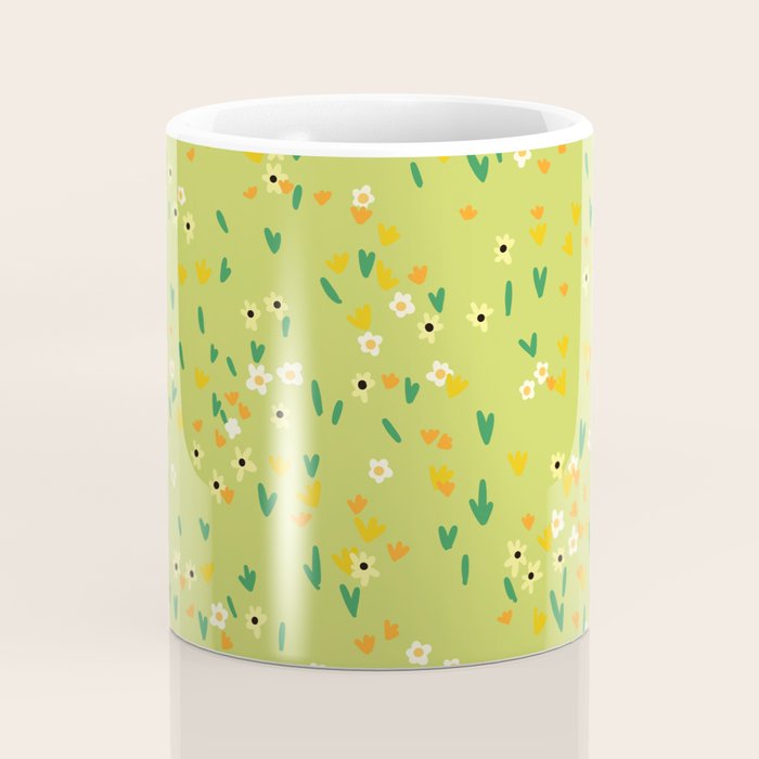 Bright Green Wildflowers Coffee Mug Gallery Image 4