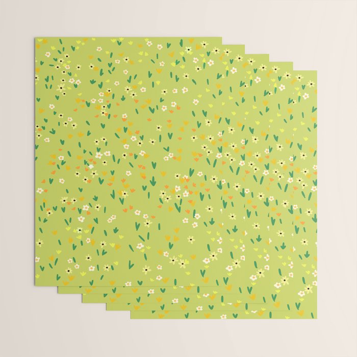 Bright Green Wildflowers Wrapping Paper Gallery Image 3