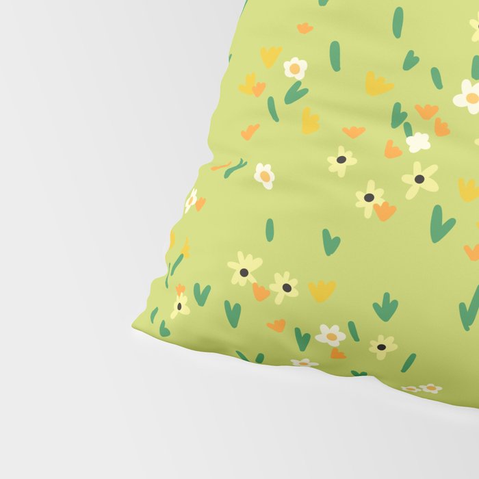 Bright Green Wildflowers Pillow Sham Gallery Image 4