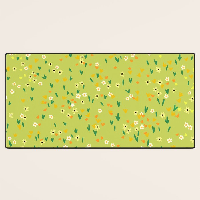 Bright Green Wildflowers Desk Mat Gallery Image 3