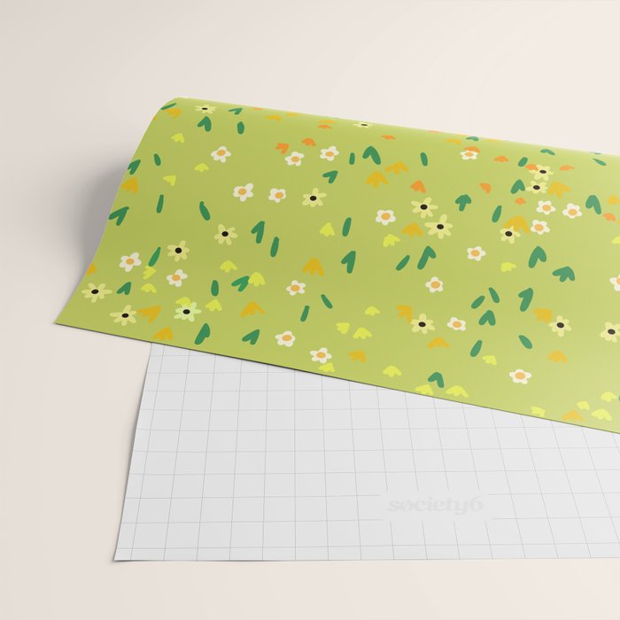 Bright Green Wildflowers Wrapping Paper Gallery Image 2