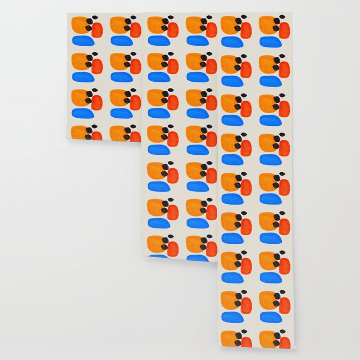 Minimalist Modern Mid Century Colorful Abstract Shapes Primary Colors Yellow Orange Blue Bubbles Wallpaper Gallery Image 3