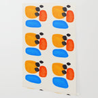 Minimalist Modern Mid Century Colorful Abstract Shapes Primary Colors Yellow Orange Blue Bubbles Wallpaper Gallery Image 2