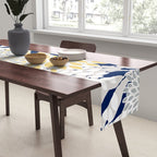 Floral Leaves and Blooms, Yellow, Gray, Teal, Navy Table Runner Gallery Image 2