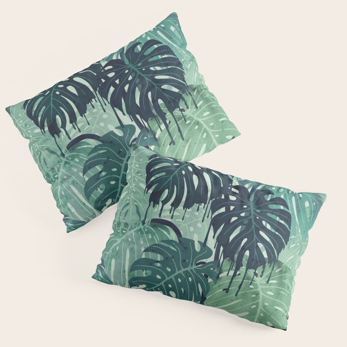 Monstera Melt (in Green) Pillow Sham Gallery Image 3