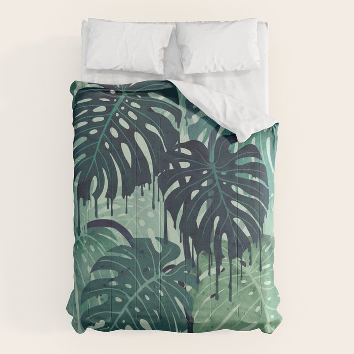 Monstera Melt (in Green) Comforter Gallery Image 6