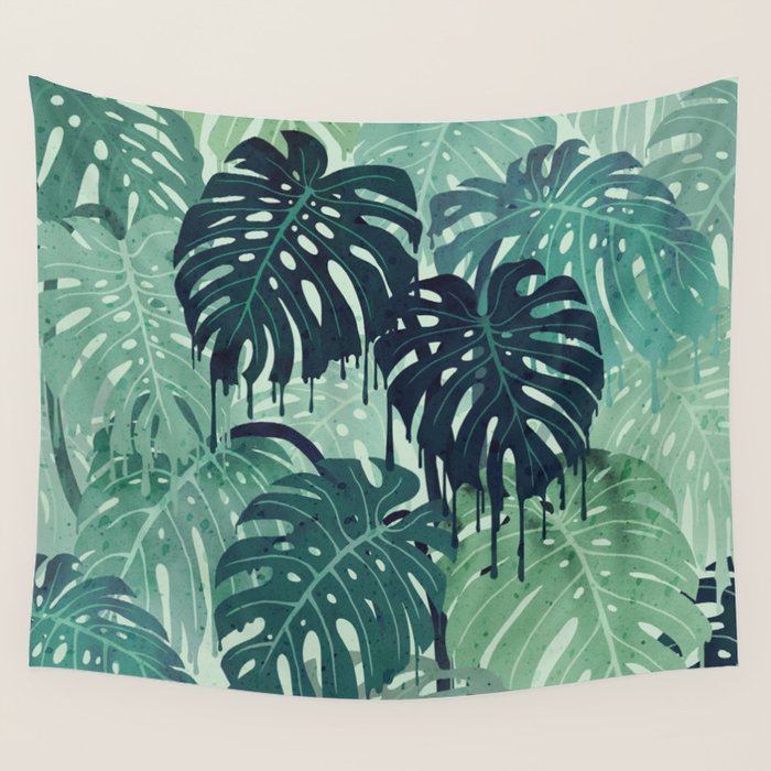 Monstera Melt (in Green) Wall Tapestry Gallery Image 4