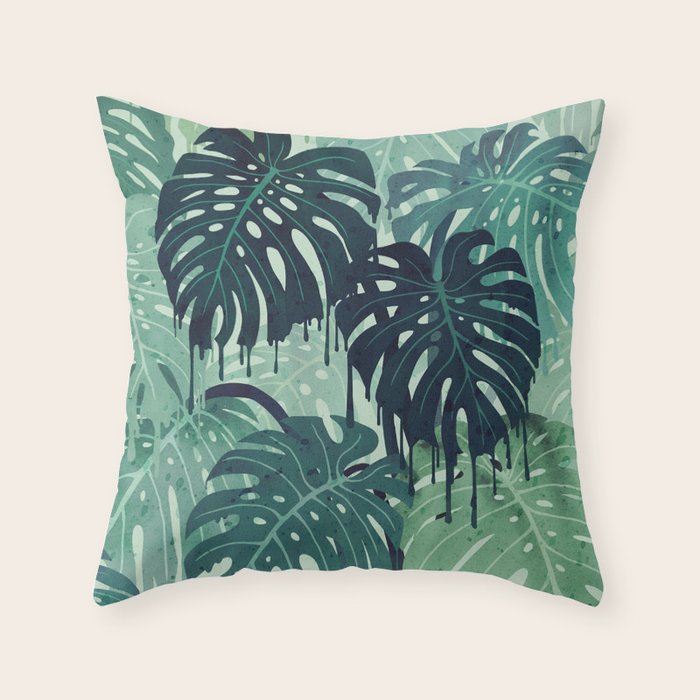 Monstera Melt (in Green) Throw Pillow Gallery Image 6