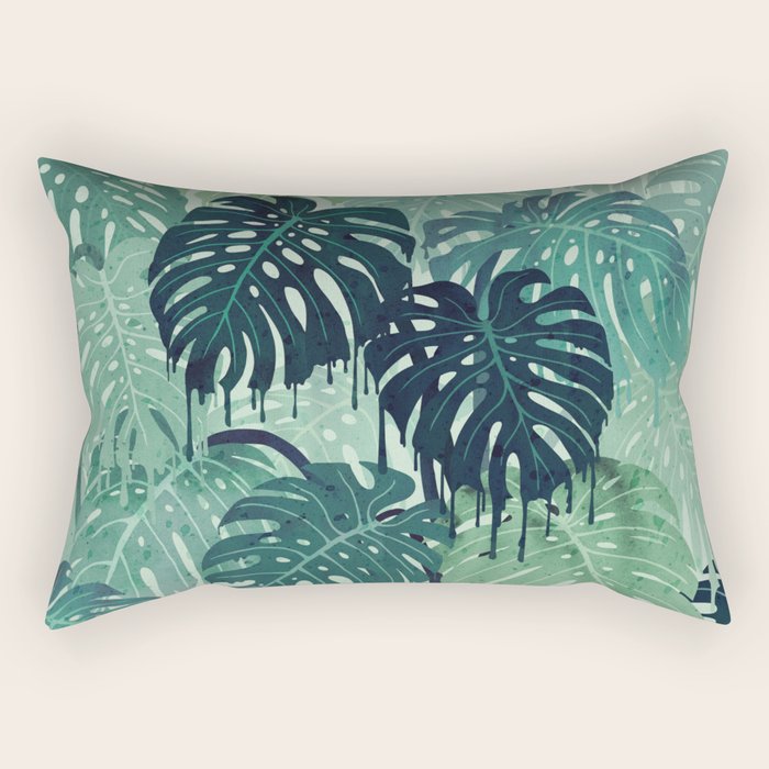 Monstera Melt (in Green) Rectangular Pillow Gallery Image 2