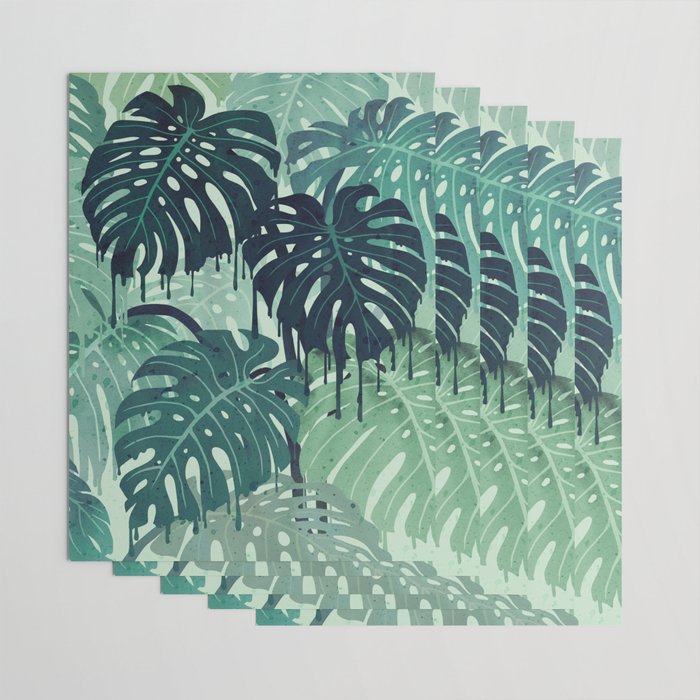 Monstera Melt (in Green) Wrapping Paper Gallery Image 3