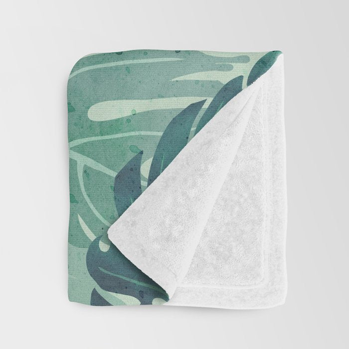 Monstera Melt (in Green) Throw Blanket Gallery Image 3