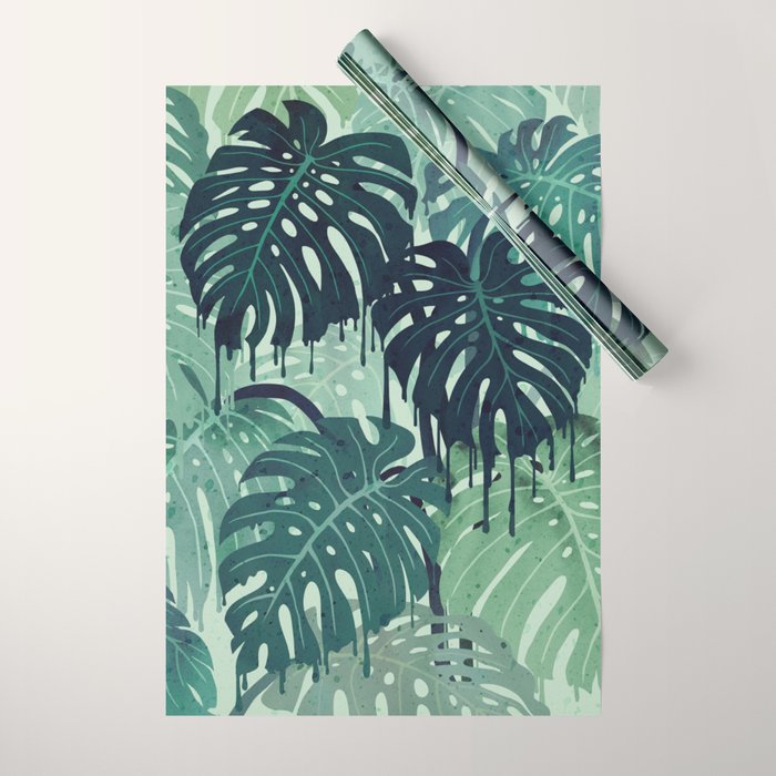 Monstera Melt (in Green) Wrapping Paper Gallery Image 1