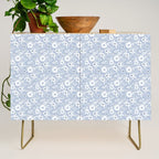 Hand drawn blue and white florals Credenza Gallery Image 1