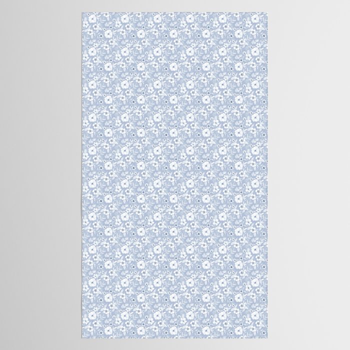Hand drawn blue and white florals Tablecloth Gallery Image 2