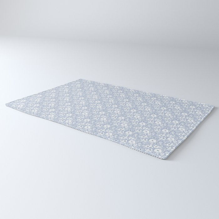 Hand drawn blue and white florals Rug Gallery Image 3