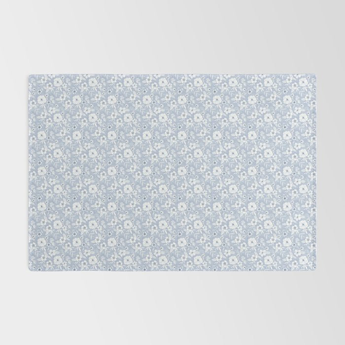 Hand drawn blue and white florals Rug Gallery Image 2