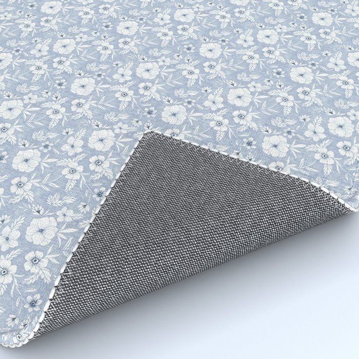 Hand drawn blue and white florals Rug Gallery Image 4