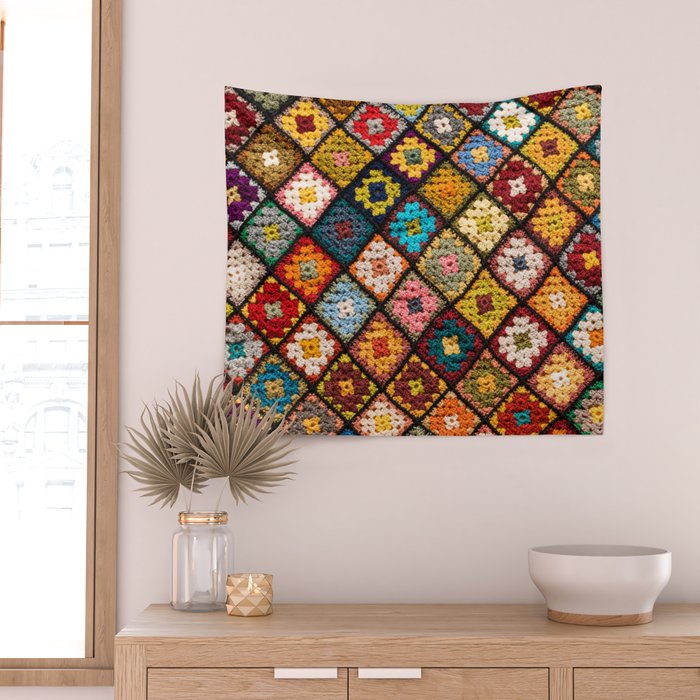 Granny square Wall Tapestry Gallery Image 2