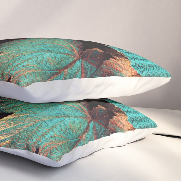 Copper And Teal Leaves Pillow Sham Gallery Image 3