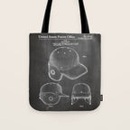 Baseball Helmet Patent - Baseball Player Art - Black Chalkboard Tote Bag Gallery Image 1