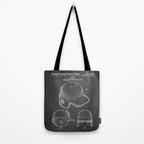 Baseball Helmet Patent - Baseball Player Art - Black Chalkboard Tote Bag Gallery Image 2