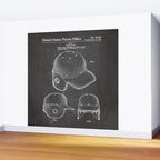 Baseball Helmet Patent - Baseball Player Art - Black Chalkboard Wall Mural Gallery Image 2