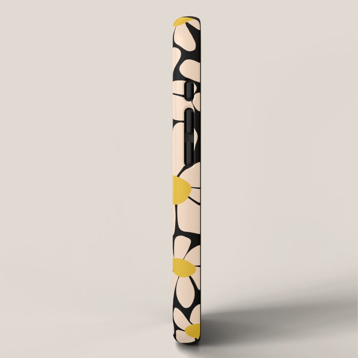 Retro Fun Floral - Off-white, Yellow and Black iPhone Case Gallery Image 2
